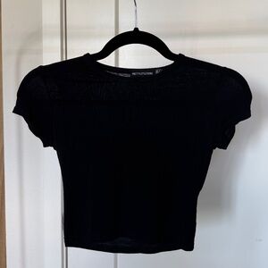PLT Black Cropped Tee